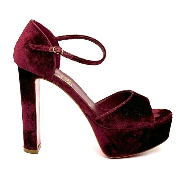 Christian Louboutin SANDALOO Velvet Platform Mary Jane Heels Sandals Shoes - Picture 9 of 16